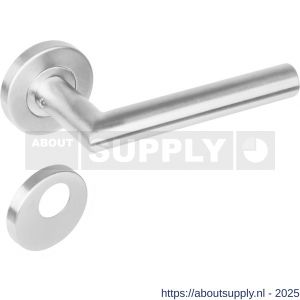 Intersteel 1272 deurkruk Jura op rozet verdekt diameter 53x8 mm met nokken en rondcilinderrozetten RVS - S26005583 - afbeelding 1