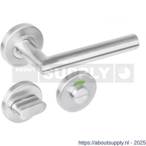 Intersteel 1272 deurkruk Jura op rozet verdekt diameter 53x8 mm met nokken en WC-sluiting met stift 5x5 mm RVS - S26008478 - afbeelding 1