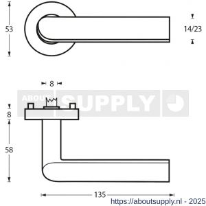 Intersteel Essentials 1273 deurkruk Ovaal-90 graden op rozet verdekt diameter 53x8 mm met nokken EN 1906/4 RVS - S26005588 - afbeelding 2