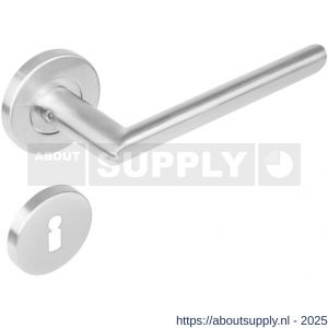 Intersteel 1273 deurkruk Ovaal-90 graden op rozet verdekt diameter 53x8 mm met nokken en sleutelrozetten RVS - S26005591 - afbeelding 1