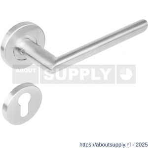 Intersteel 1273 deurkruk Ovaal-90 graden op rozet verdekt diameter 53x8 mm met nokken en cilinderrozetten RVS - S26005592 - afbeelding 1