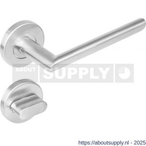 Intersteel 1273 deurkruk Ovaal-90 graden op rozet verdekt diameter 53x8 mm met nokken en WC-sluiting met stift 8x8 mm RVS - S26005593 - afbeelding 1