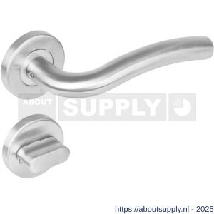Intersteel 1275 deurkruk Lisa op rozet verdekt diameter 53x8 mm met nokken en WC-sluiting met stift 8x8 mm RVS - S26005609 - afbeelding 1