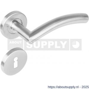 Intersteel 1276 deurkruk Lisa-90 graden op rozet verdekt diameter 53x8 mm met nokken en sleutelrozetten RVS - S26005615 - afbeelding 1