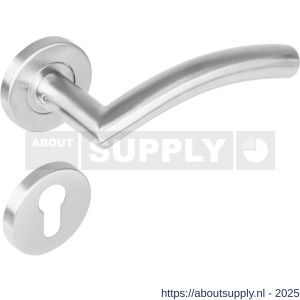 Intersteel 1276 deurkruk Lisa-90 graden op rozet verdekt diameter 53x8 mm met nokken en cilinderrozetten RVS - S26005616 - afbeelding 1