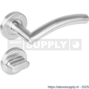 Intersteel 1276 deurkruk Lisa-90 graden op rozet verdekt diameter 53x8 mm met nokken en WC-sluiting met stift 8x8 mm RVS - S26005617 - afbeelding 1
