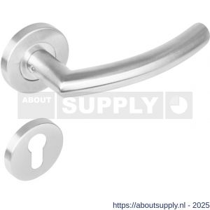 Intersteel 1277 deurkruk Half rond-90 graden op rozet verdekt diameter 53x8 mm met nokken en cilinderrozetten RVS - S26005624 - afbeelding 1
