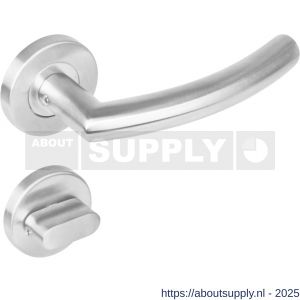 Intersteel 1277 deurkruk Half rond-90 graden op rozet verdekt diameter 53x8 mm met nokken en WC-sluiting met stift 8x8 mm RVS - S26005625 - afbeelding 1