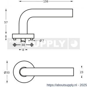 Intersteel Essentials 1278 deurkruk Blok op rozet verdekt diameter 53x8 mm met nokken EN 1906/4 RVS - S26007344 - afbeelding 2