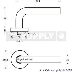 Intersteel Essentials 1279 deurkruk Vlinder op rozet verdekt diameter 53x8 mm met nokken EN 1906/4 RVS - S26000620 - afbeelding 2