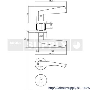 Intersteel 1279 deurkruk Vlinder op rozet verdekt diameter 53x8 mm met nokken en sleutelrozetten RVS - S26000621 - afbeelding 2