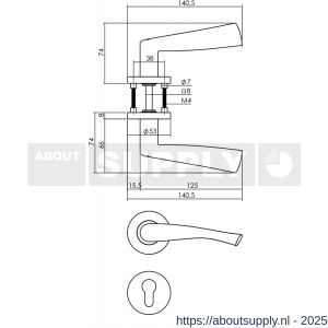 Intersteel 1279 deurkruk Vlinder op rozet verdekt diameter 53x8 mm met nokken en cilinderrozetten RVS - S26000619 - afbeelding 2