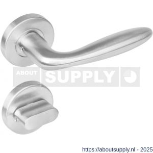 Intersteel 1281 deurkruk Jupiter op rozet verdekt diameter 53x8 mm met nokken en WC-sluiting met stift 8x8 mm RVS - S26000629 - afbeelding 1
