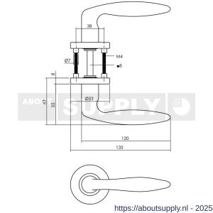 Intersteel Essentials 1281 set loopslot wit met deurkruk Jupiter op rozet diameter 53x8 mm RVS - S26011066 - afbeelding 2