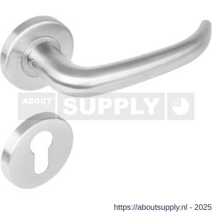 Intersteel 1282 deurkruk Sabel op rozet verdekt diameter 53x8 mm met nokken en cilinderrozetten RVS - S26000632 - afbeelding 1