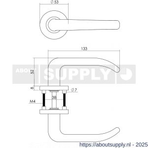 Intersteel 1282 deurkruk Sabel op rozet verdekt diameter 53x8 mm met nokken en WC-sluiting met stift 8x8 mm RVS - S26000631 - afbeelding 2