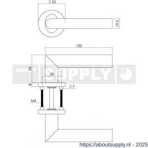 Intersteel 1283 deurkruk Girona op rozet verdekt diameter 53x8 mm met nokken en cilinderrozetten RVS - S26008493 - afbeelding 2