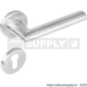 Intersteel 1283 deurkruk Girona op rozet verdekt diameter 53x8 mm met nokken en cilinderrozetten RVS - S26008493 - afbeelding 1