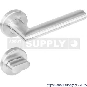 Intersteel 1283 deurkruk Girona op rozet verdekt diameter 53x8 mm met nokken RVS en WC-sluiting met stift 8x8mm - S26008495 - afbeelding 1
