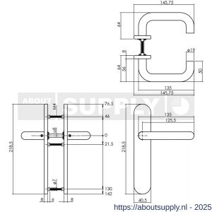 Intersteel Living 1295 deurkruk Rond op schild verdekt ovaal 219x40 mm met nokken blind RVS EN 1906/4 - S26005647 - afbeelding 2