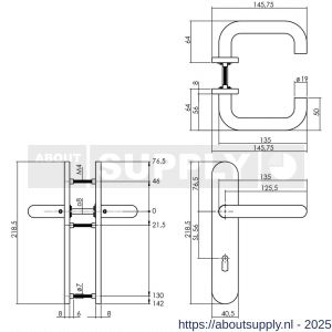 Intersteel Living 1295 deurkruk Rond op schild verdekt ovaal 219x40 mm met nokken sleutelgat 56 mm RVS EN 1906/4 - S26005650 - afbeelding 2