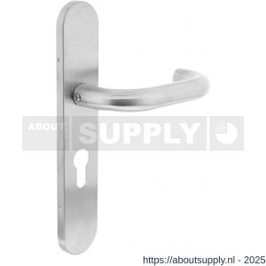 Intersteel 1295 deurkruk gatdeel links Rond op schild verdekt ovaal 219x40 mm met nokken profielcilindergat 55 mm RVS EN 1906/4 - S26005655 - afbeelding 1