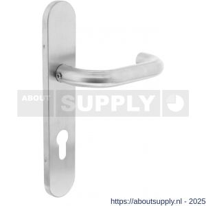 Intersteel 1295 deurkruk gatdeel rechts Rond op schild verdekt ovaal 219x40 mm met nokken profielcilindergat 72 mm RVS EN 1906/4 - S26005657 - afbeelding 1