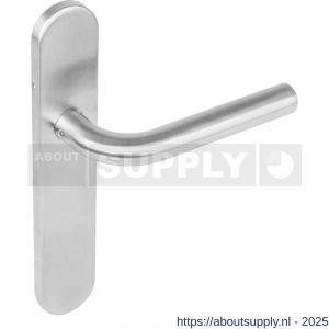 Intersteel 1296 deurkruk gatdeel links Recht op schild verdekt ovaal 219x40 mm met nokken blind RVS EN 1906/4 - S26005665 - afbeelding 1