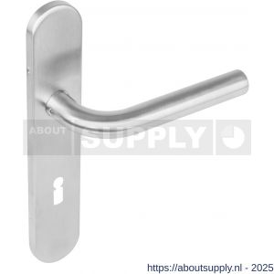 Intersteel Living 1296 deurkruk Recht op schild verdekt ovaal 219x40 mm met nokken sleutelgat 72 mm RVS EN 1906/4 - S26005668 - afbeelding 1