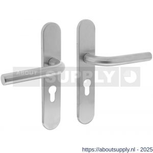 Intersteel Essentials 1296 deurkruk Recht op schild verdekt ovaal 219x40 mm met nokken profielcilindergat 55 mm RVS EN 1906/4 - S26005669 - afbeelding 1