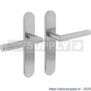 Intersteel Living 1297 deurkruk Jura op schild verdekt ovaal 219x40 mm met nokken blind RVS EN 1906/4 - S26005674 - afbeelding 1