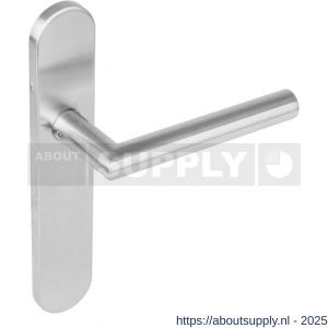 Intersteel 1297 deurkruk gatdeel links Jura op schild verdekt ovaal 219x40 mm met nokken blind RVS EN 1906/4 - S26005676 - afbeelding 1