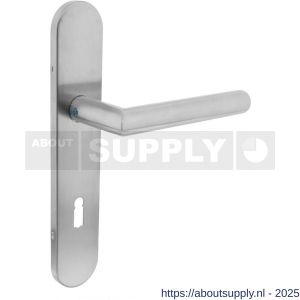 Intersteel Living 1297 deurkruk Jura op schild verdekt ovaal 219x40 mm met nokken sleutelgat 72 mm RVS EN 1906/4 - S26005680 - afbeelding 1