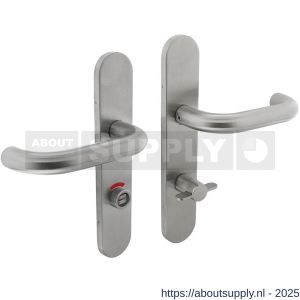 Intersteel 1298 deurkruk Rond op schild verdekt ovaal 219x40 mm met nokken WC 72/8 mm stiftbediening RVS EN 1906/4 - S26008512 - afbeelding 1