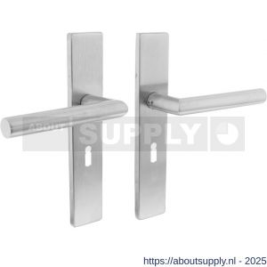 Intersteel Essentials 1307 deurkruk Jura op schild verdekt rechthoekig 219x40 mm met nokken sleutelgat 56 mm RVS EN 1906/4 - S26005700 - afbeelding 1