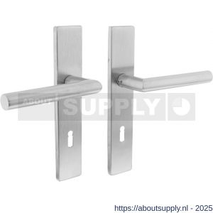 Intersteel Essentials 1307 deurkruk Jura op schild verdekt rechthoekig 219x40 mm met nokken sleutelgat 72 mm RVS EN 1906/4 - S26005701 - afbeelding 1