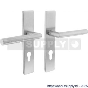 Intersteel Essentials 1307 deurkruk Jura op schild verdekt rechthoekig 219x40 mm met nokken profielcilindergat 72 mm RVS EN 1906/4 - S26005703 - afbeelding 1