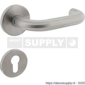 Intersteel 1315 deurkruk Rond op rozet verdekt diameter 55x8 mm met nokken en cilinderrozetten RVS - S26008517 - afbeelding 1