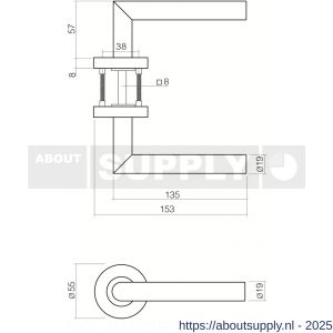 Intersteel 1317 deurkruk Jura op rozet verdekt diameter 55x8 mm met nokken en sleutelrozetten RVS - S26005715 - afbeelding 2
