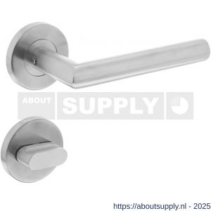 Intersteel 1317 deurkruk Jura op rozet verdekt diameter 55x8 mm met nokken en WC-sluiting met stift 8x8 mm RVS - S26005718 - afbeelding 1