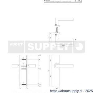 Intersteel Essentials 1337 deurkruk Vierkant op schild verdekt rechthoekig 219x40 mm met nokken blind RVS EN 1906/4 - S26005756 - afbeelding 2