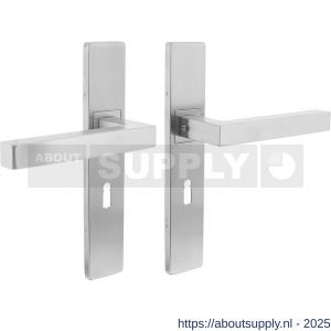 Intersteel Essentials 1337 deurkruk Vierkant op schild verdekt rechthoekig 219x40 mm met nokken sleutelgat 56 mm RVS EN 1906/4 - S26005759 - afbeelding 1