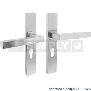 Intersteel Essentials 1337 deurkruk Vierkant op schild verdekt rechthoekig 219x40 mm met nokken profielcilindergat 55 mm RVS EN 1906/4 - S26005760 - afbeelding 1