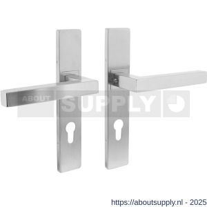 Intersteel Essentials 1337 deurkruk Vierkant op schild verdekt rechthoekig 219x40 mm met nokken profielcilindergat 72 mm RVS EN 1906/4 - S26005761 - afbeelding 1