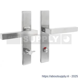 Intersteel 1337 deurkruk Vierkant op schild verdekt rechthoekig 219x40 mm met nokken WC 72/8 mm RVS EN 1906/4 - S26005763 - afbeelding 1