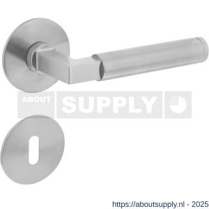 Intersteel 1839 deurkruk Baustil op rozet verdekt met magneet diameter 55x3 mm met nokken en sleutelrozetten RVS - S26008527 - afbeelding 1