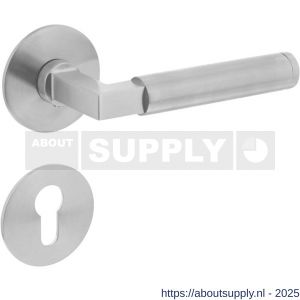 Intersteel 1839 deurkruk Baustil op rozet verdekt met magneet diameter 55x3 mm met nokken en cilinderrozetten RVS - S26008528 - afbeelding 1