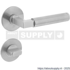 Intersteel 1839 deurkruk Baustil op rozet verdekt met magneet diameter 55x3 mm met nokken en WC-sluiting met stift 8x8 mm RVS - S26008531 - afbeelding 1