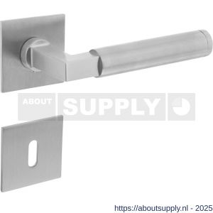 Intersteel 1849 deurkruk Baustil op rozet verdekt met magneet 55x55x3 mm met nokken en sleutelrozetten RVS - S26008534 - afbeelding 1