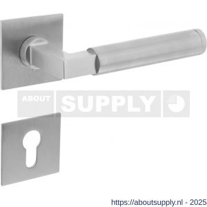 Intersteel 1849 deurkruk Baustil op rozet verdekt met magneet 55x55x3 mm met nokken en cilinderrozetten RVS - S26008535 - afbeelding 1